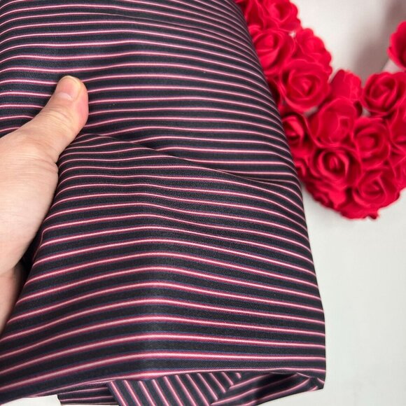 Evidnt Womens Balloon Sleeve Silky Oversized High Neck Blouse Large Navy Red Str - Picture 9 of 9